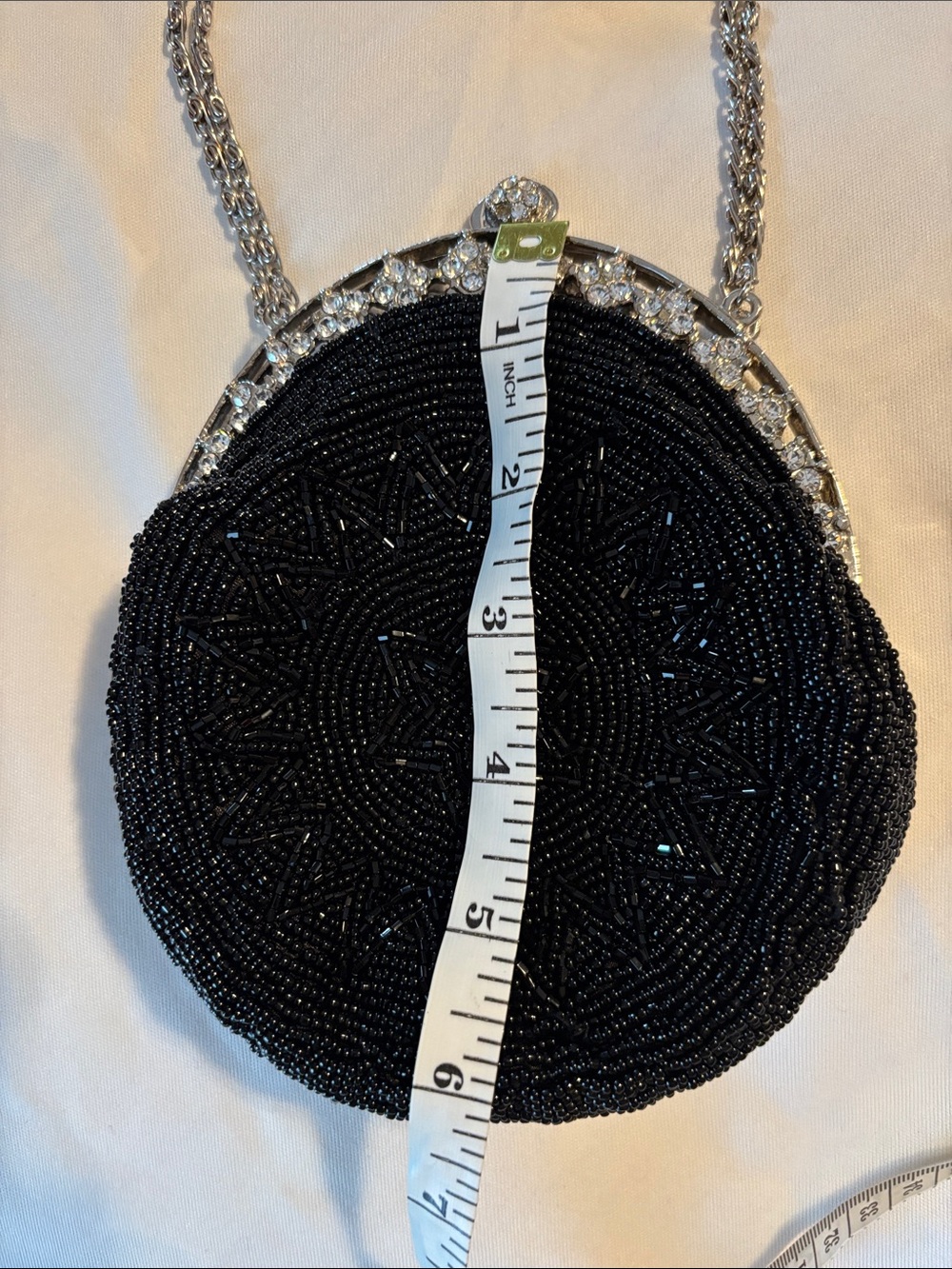 Elegant Black Beaded Evening Bag with Crystal Frame - Picture 3 of 3